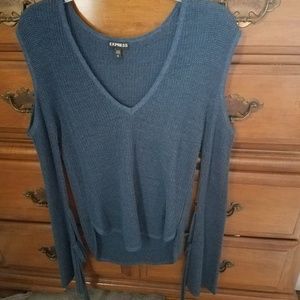 EXPRESS Blue Cold Shoulder Sweater Size Sm